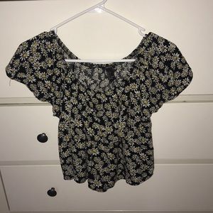 off the shoulder cropped shirt